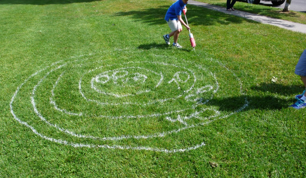 The scoring system for this kid's target drawing included negative numbers. Vancouver Draw Down